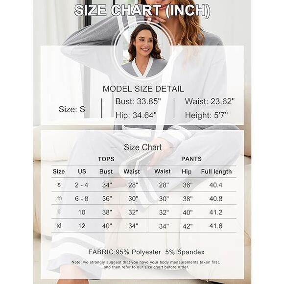 New Size Large Long Sleeve, Button Down Pajama Lounge Set - Picture 3 of 3